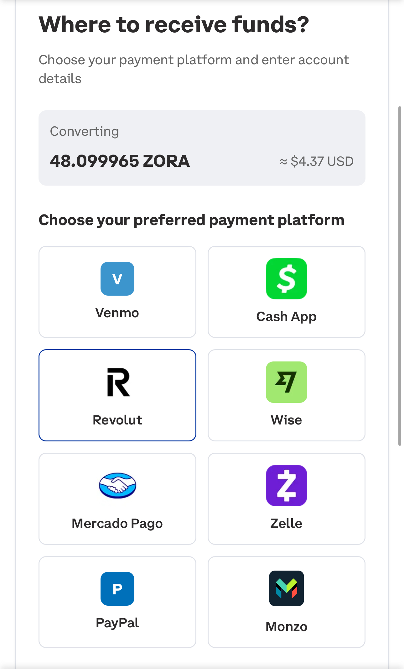 Offramp by ZKP2P STAGING - Farcaster Mini Apps screenshot